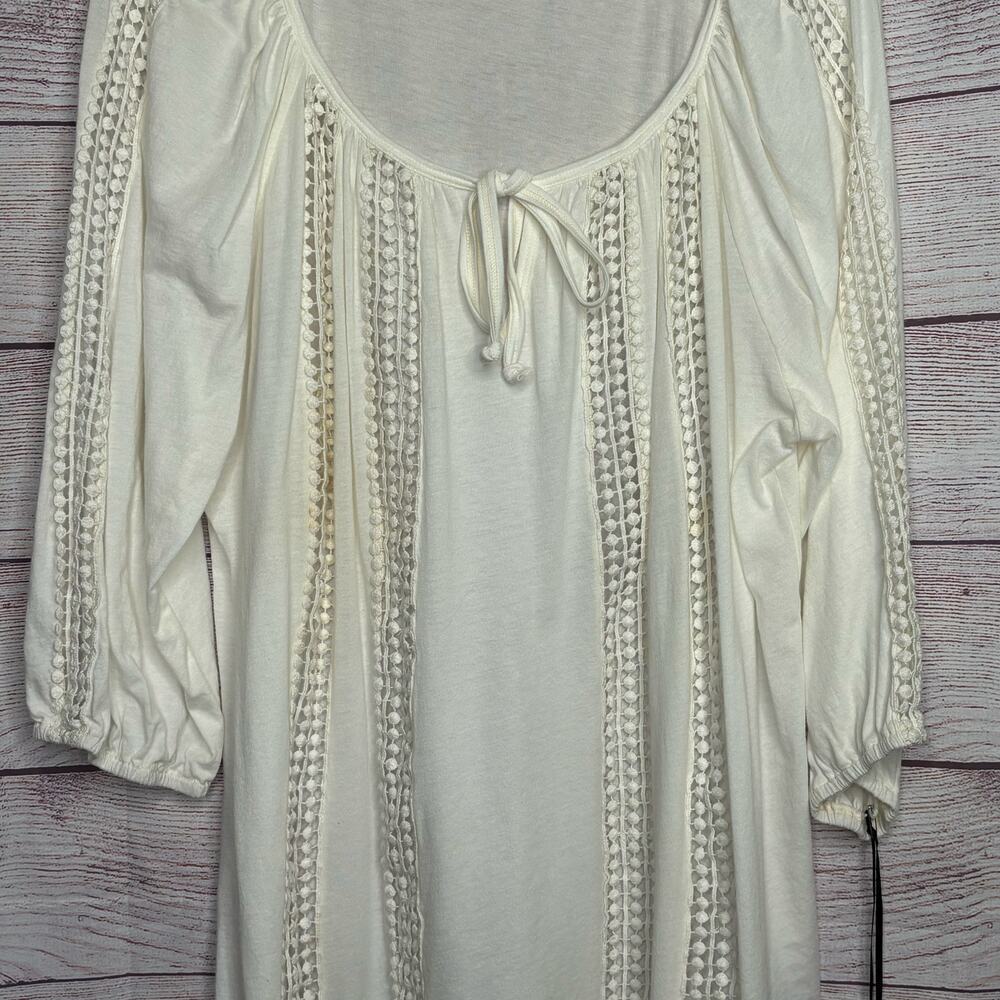 For Love & Liberty Johnny Was Lace Antique White Spliced Tee Shirt Small New - Picture 7 of 9